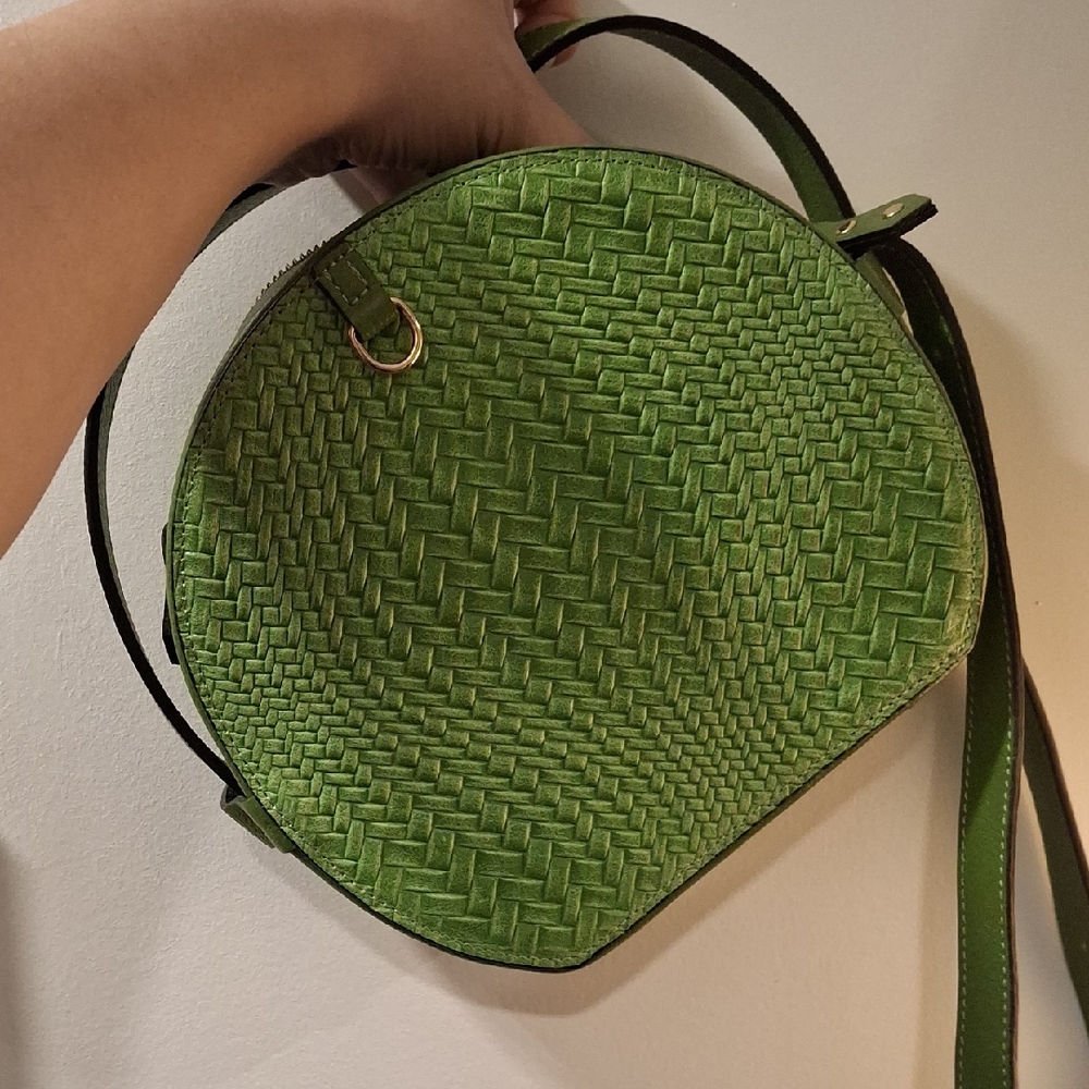 Green Woven Circle Crossbody Bag Luana Ferracuti  Made In Italy